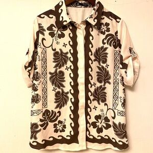 ANEWSTA Vintage-Look Hawaiian Shirt w/Optional Sleeve Button-Up